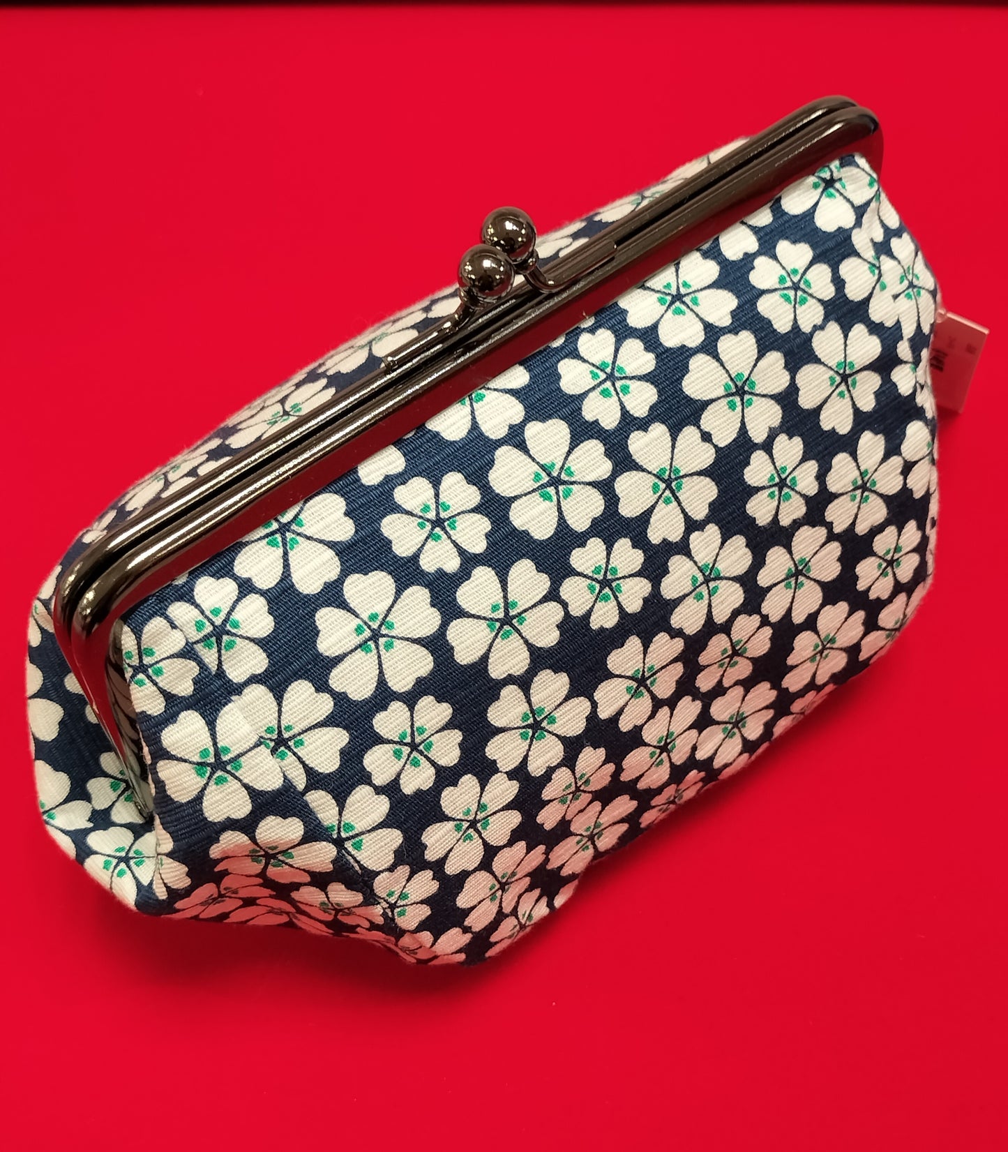 いせ辰 がま口(大)花散らし青