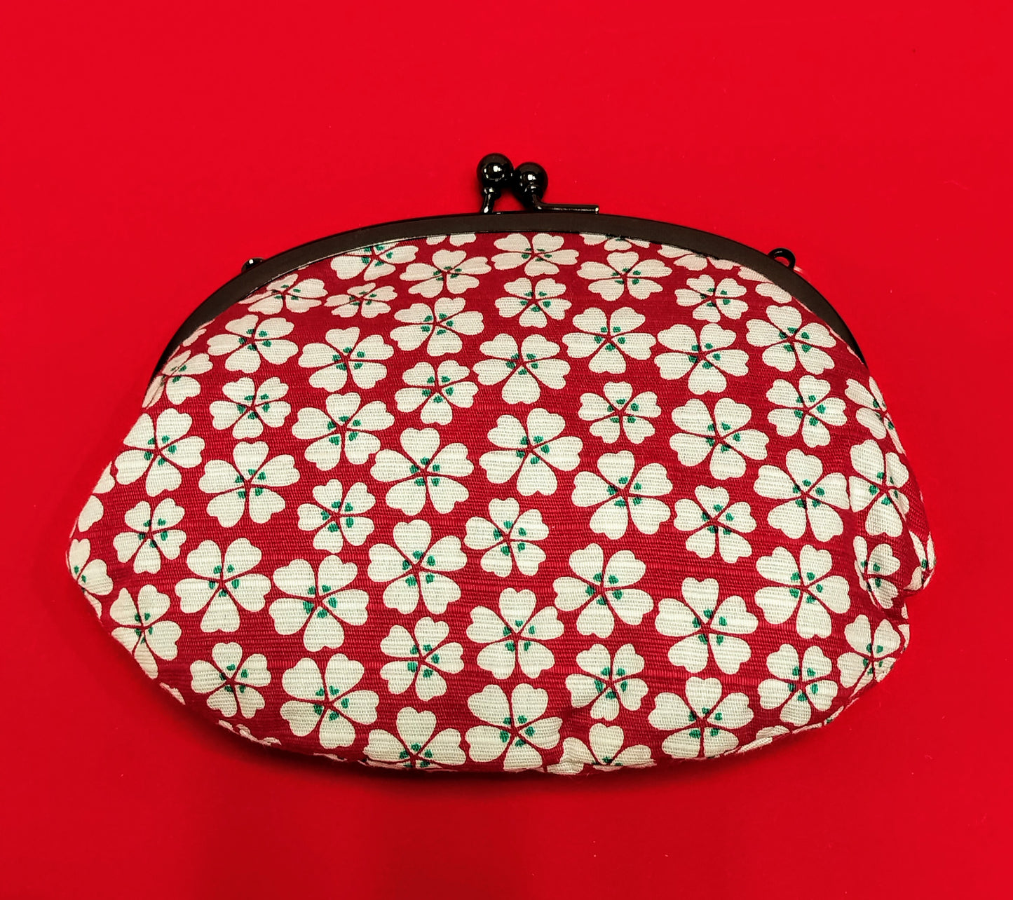 いせ辰 がま口(中)花散らし 赤