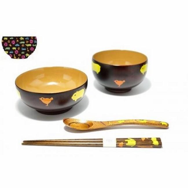 黒江屋 子供用 木製 漆塗 スプーン すぷーん どうぶつえん