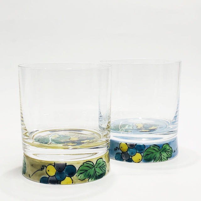 鏑木商舗 ぶどう(アメ釉・ブルー) ロックグラス 九谷和グラス