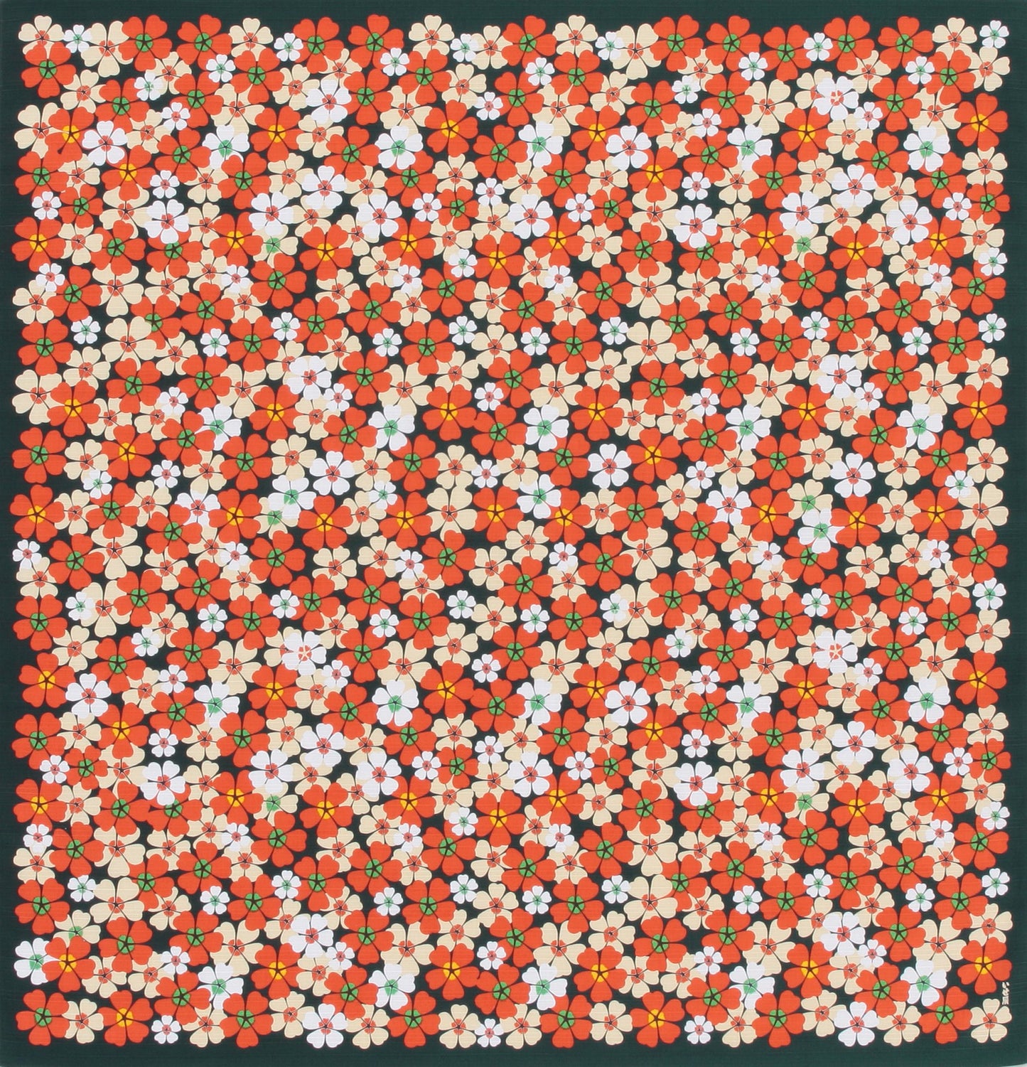 いせ辰 小風呂敷 50cm幅 花-モスグリーン