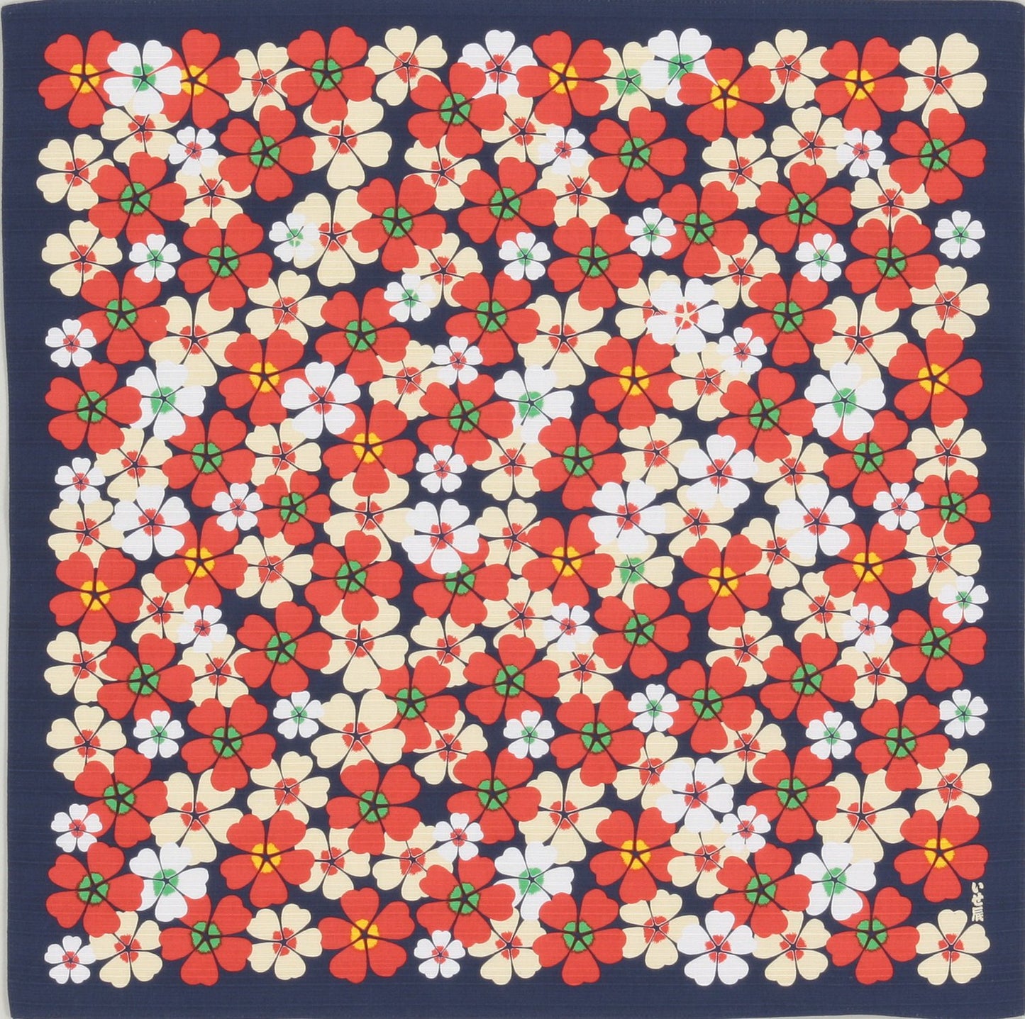 いせ辰 小風呂敷 50cm幅 花-紺