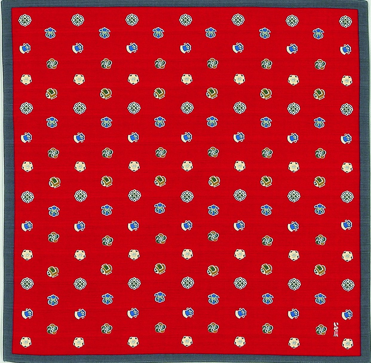 いせ辰 風呂敷 90cm幅 宝づくし-エンジ
