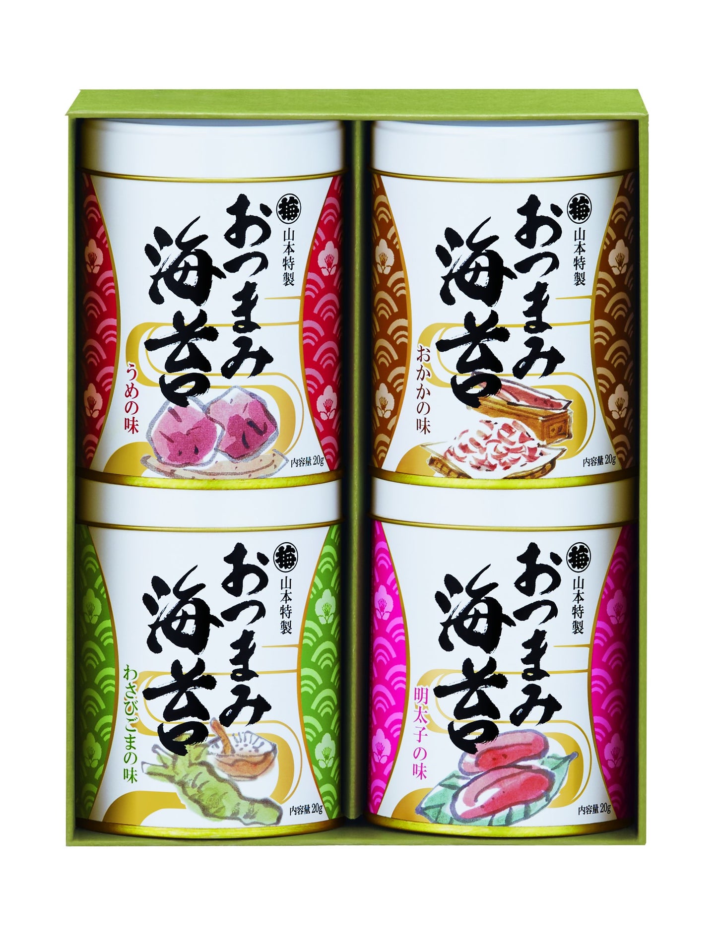 山本海苔店 おつまみ海苔4缶(うめ・わさびごま・明太子・おかか)