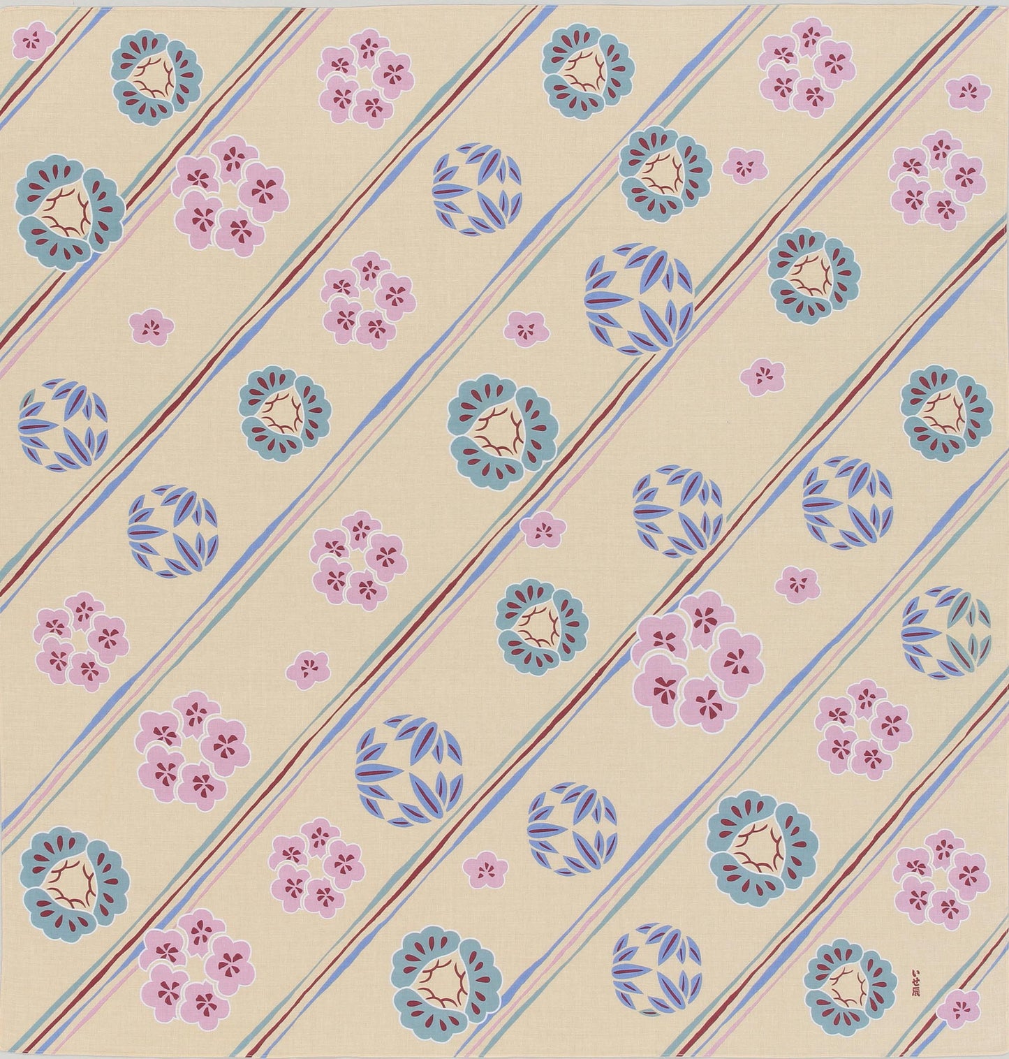 いせ辰 風呂敷 松竹梅-クリーム