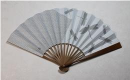 伊場仙 江戸扇子 両面柄 №24トンボ ブルー