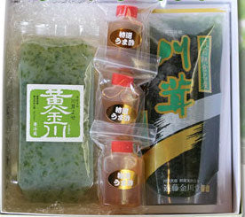 遠藤金川堂 黄金川・川茸の詰め合わせ・うま酢付き(3ヶ)【高級珍味】【スイゼンジノリ】