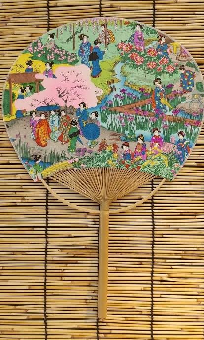 【今期販売終了】いせ辰 うちわ江戸柄 大判 向島百花園