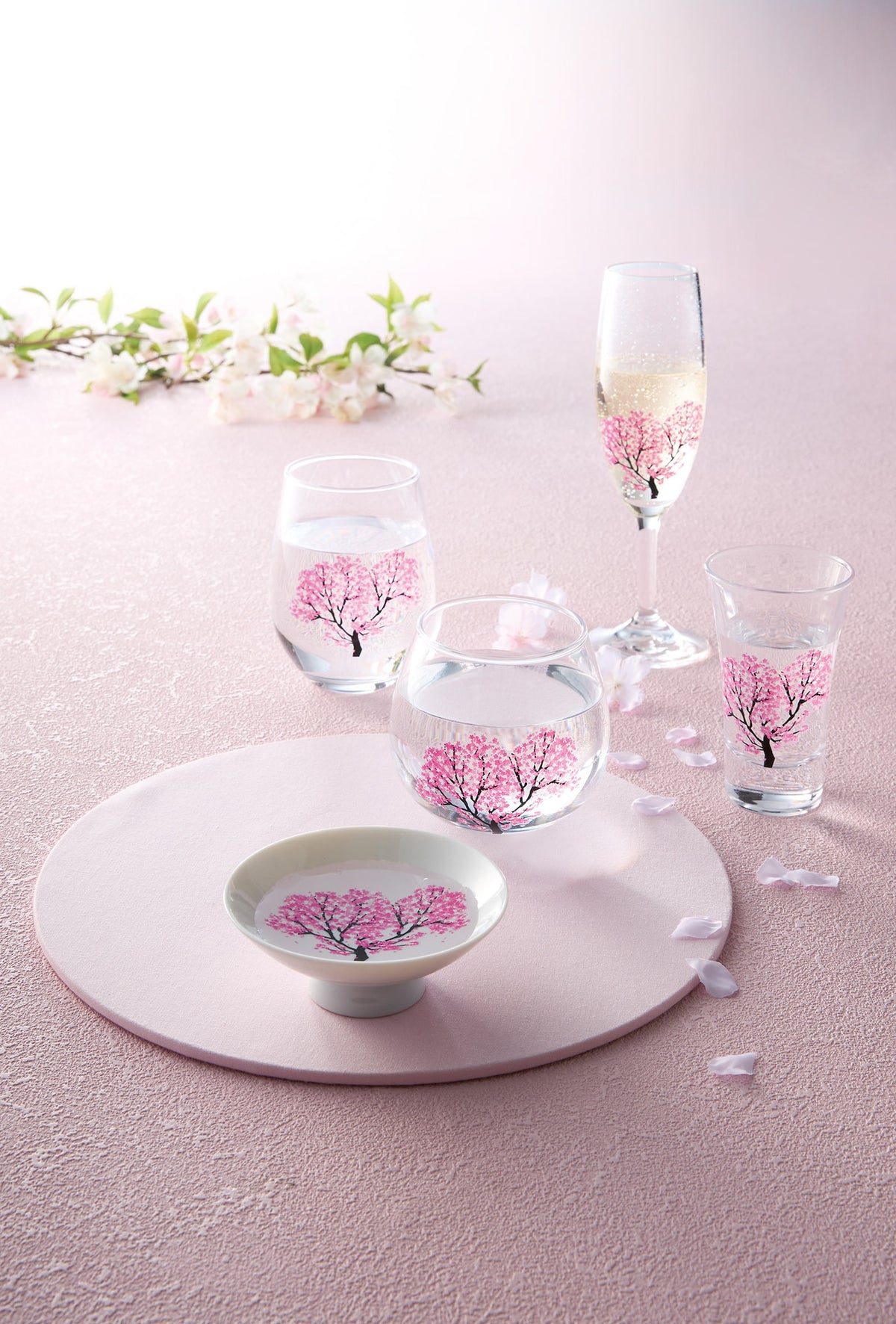 丸モ高木陶器 新柄冷感冷感フリーグラス（桜）