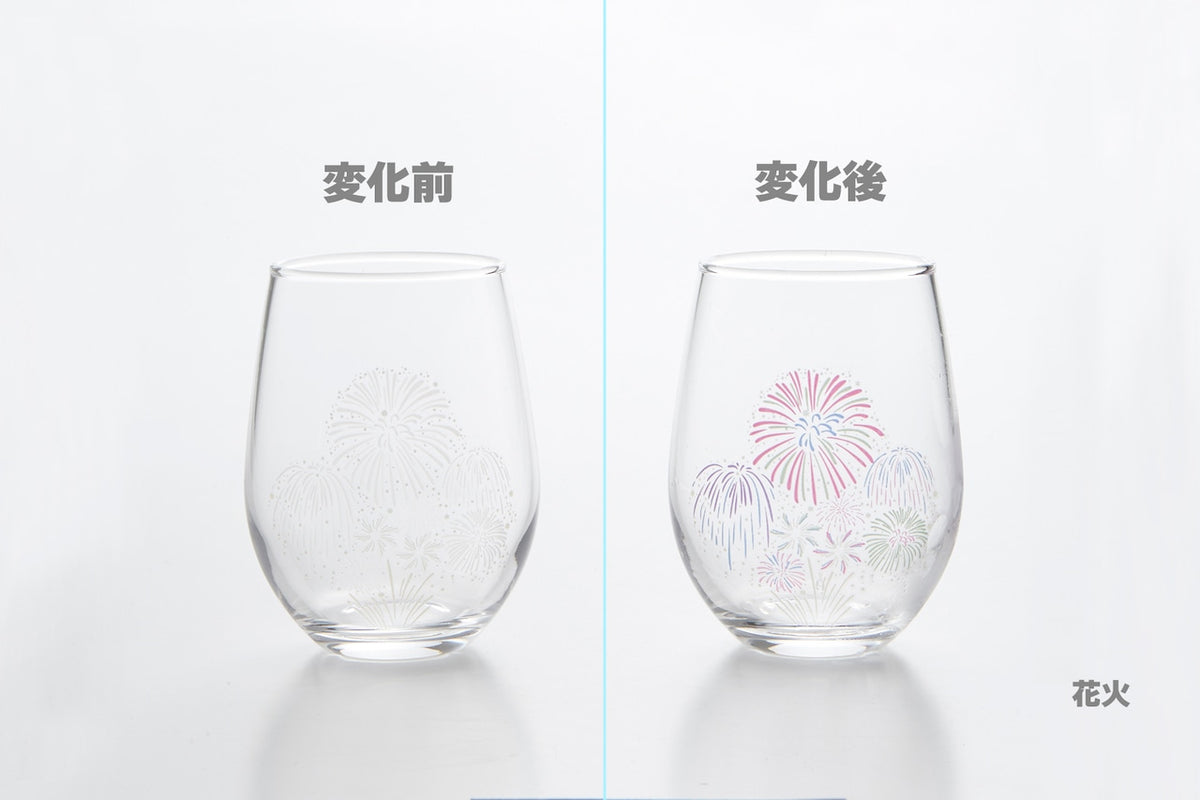 丸モ高木陶器 新柄冷感冷感フリーグラス（花火）