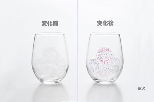 丸モ高木陶器 新柄冷感冷感フリーグラス（花火）