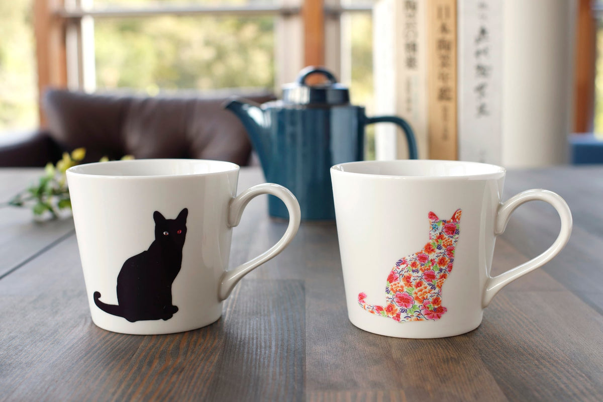 丸モ高木陶器 温感グレーズネコマグ 座り猫