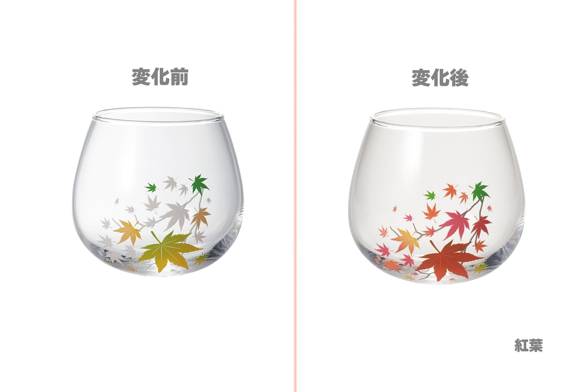 丸モ高木陶器 新柄冷感ゆらゆらグラス（紅葉）