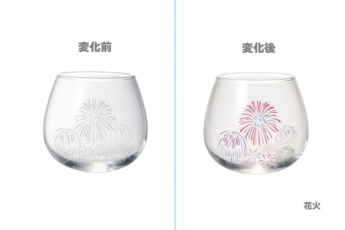 丸モ高木陶器 新柄冷感ゆらゆらグラス（花火）