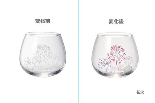 丸モ高木陶器 新柄冷感ゆらゆらグラス（花火）