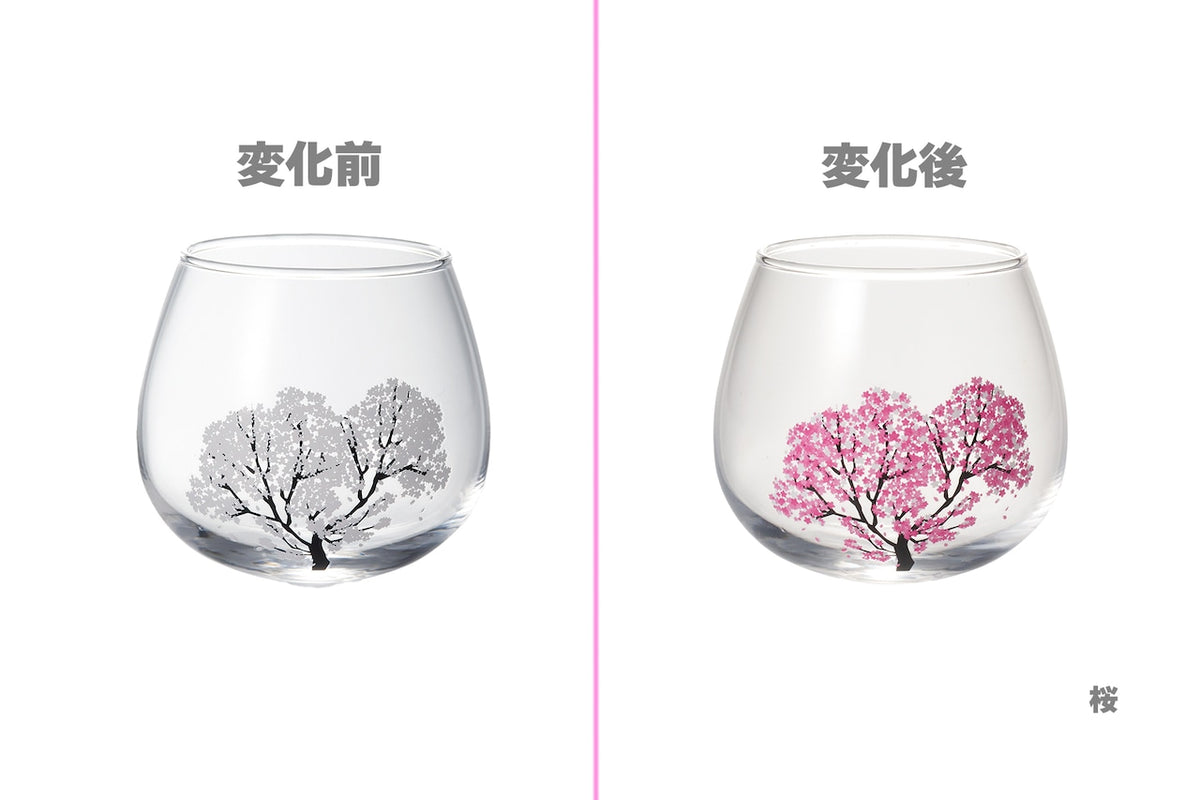 丸モ高木陶器 新柄冷感ゆらゆらグラス（桜）