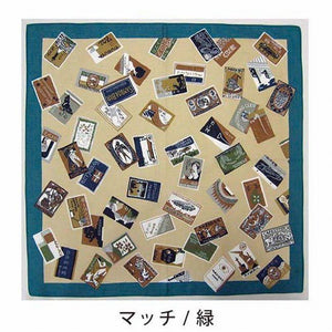 岡重　MAJIKAO羽裏柄のハンカチ マッチ/緑